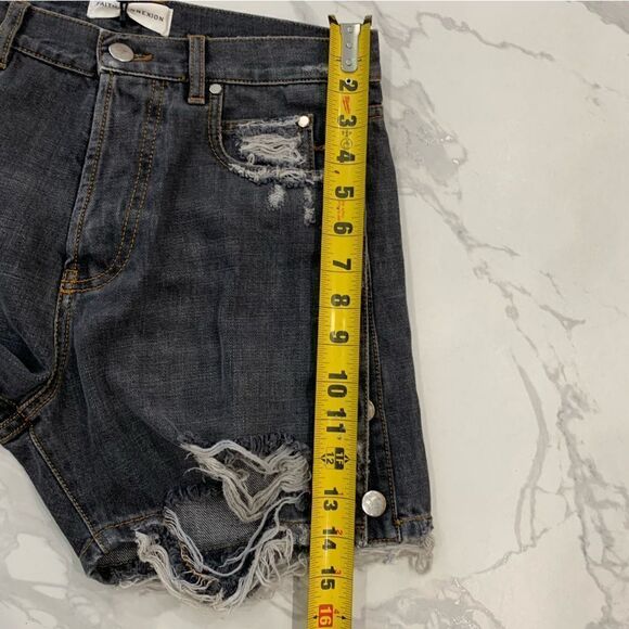 Faith Connexion Denim Shorts Women’s 24 Black Distressed Both Side Button NWT - Picture 7 of 12